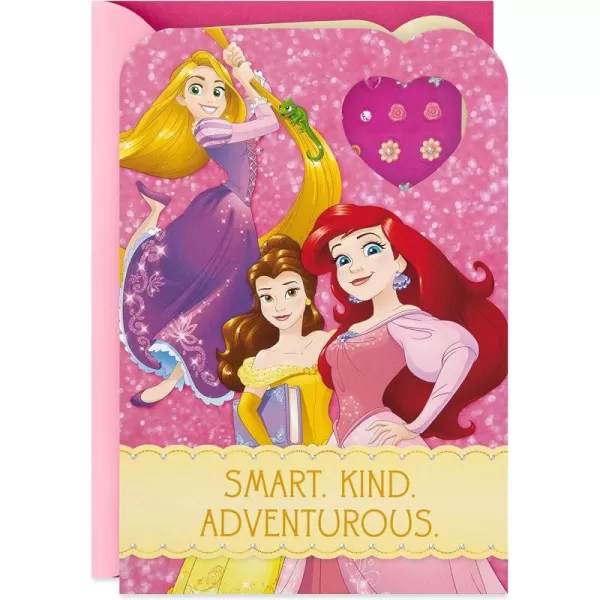 Hallmark Birthday Greeting Card for Kids Disney Princess Earring Stickers