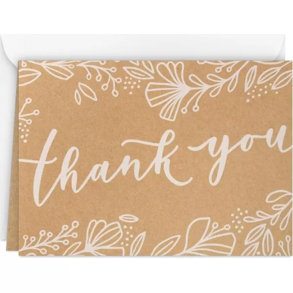 Hallmark Bulk Kraft Thank You Notes 100 Blank Cards with Envelopes for Weddings Engagement Parties Bridal Showers