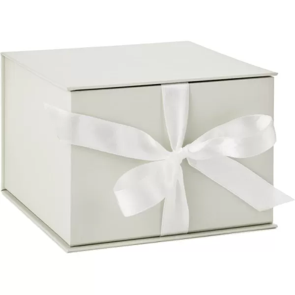 Hallmark Medium Gift Boxes with Bow and Shredded Paper Fill Pack of 2 Antique White 8 inch Box for Weddings Bridal Showers Graduations Birthdays Bridesmaids Gifts All OccasionWhite