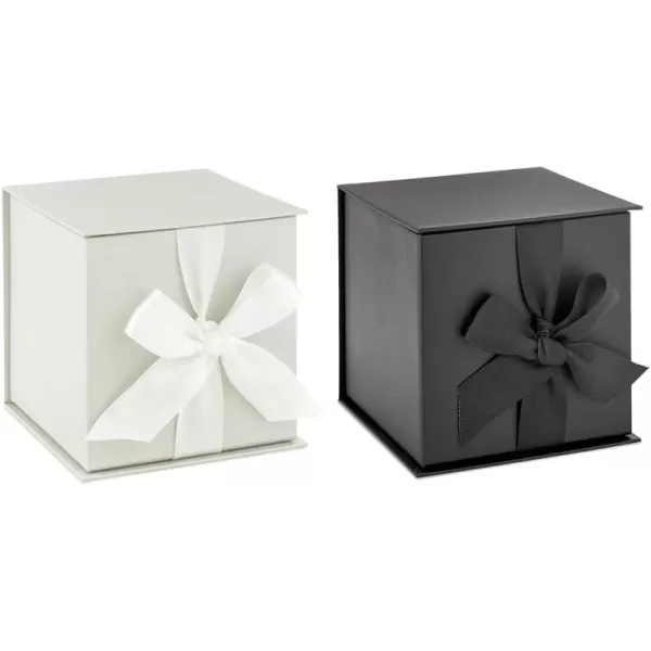 Hallmark Medium Gift Boxes with Bow and Shredded Paper Fill Pack of 2 Antique White 8 inch Box for Weddings Bridal Showers Graduations Birthdays Bridesmaids Gifts All OccasionSnowy White