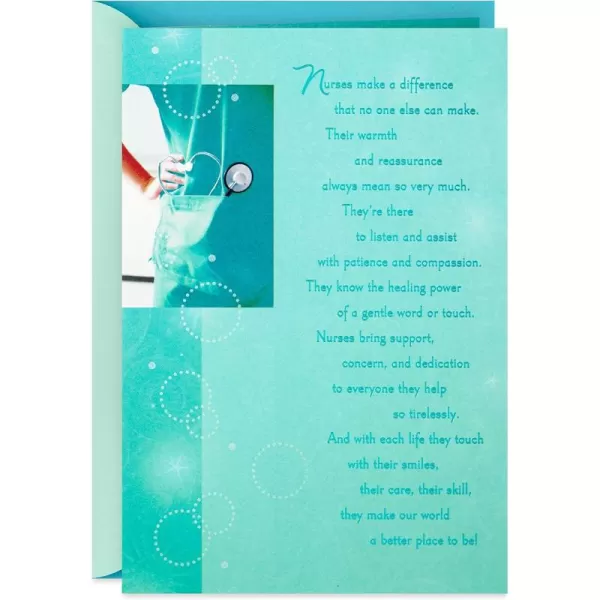 Hallmark Nurse Graduation Card Nurses Make a Difference for RN LPN Travel Nurse Healthcare WorkerTurquoise