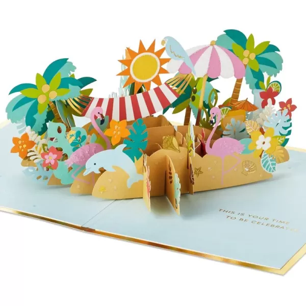 Hallmark Paper Wonder Pop Up Jumbo Birthday Card Accordion Fold Card or Birthday Party CenterpiecePop Up  Beach  Relax