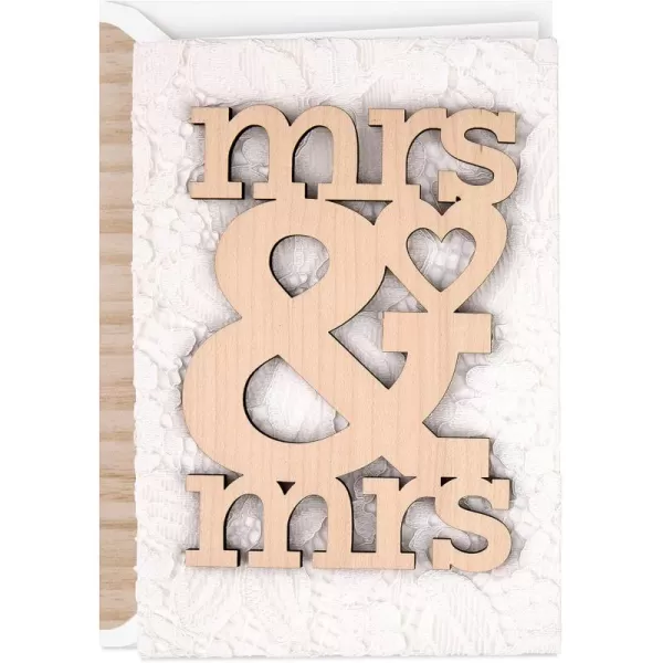 Hallmark Signature Wedding Card for Lesbian Couple Wood Mrs And Mrs