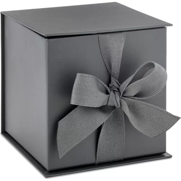 Hallmark Small Gift Box with Bow and Shredded Paper Fill Black 4 inch Gift Box for Weddings Graduations Birthdays Fathers Day Groomsmen Gifts All OccasionSlate Gray