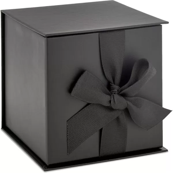 Hallmark Small Gift Box with Bow and Shredded Paper Fill Black 4 inch Gift Box for Weddings Graduations Birthdays Fathers Day Groomsmen Gifts All OccasionBlack