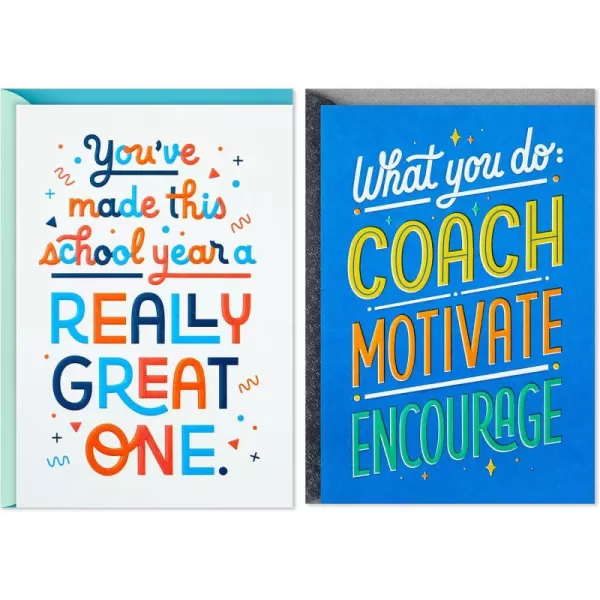 Hallmark Thank You Cards 2 Cards with Envelopes for Coach Teacher Mentor Appreciation GraduationFor Teacher and Coach  2 Cards with Envelopes