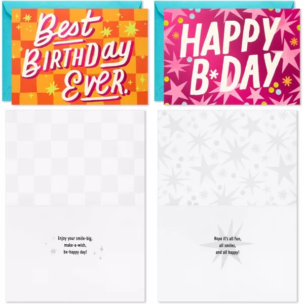 Hallmark Birthday Girl Card Assortment 16 Cards with Envelopes Roller Skates Retro Stars Pink Orange