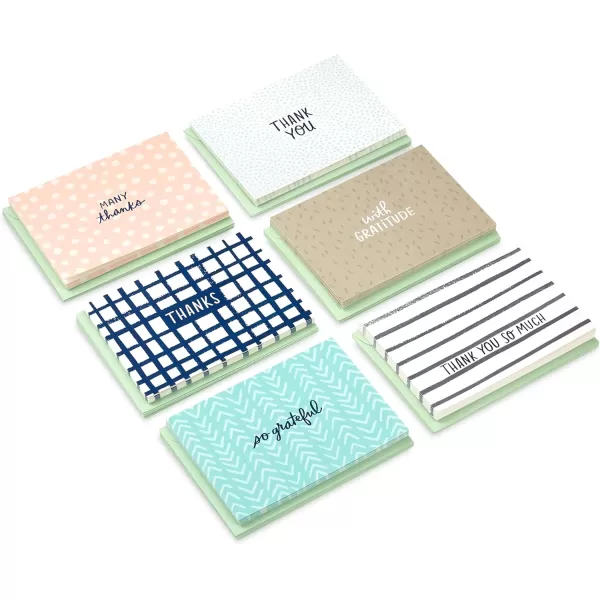 Hallmark Minimalist Thank You Note Card Assortment 48 Blank Cards with Envelopes Mint Chevron Blush Polka Dot Stripes