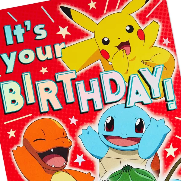 Hallmark Pokmon Pop Up Birthday Card for Kids Pikachu Squirtle Charmander BulbasaurPikachu  Squirtle  Charmander  Bulbasaur