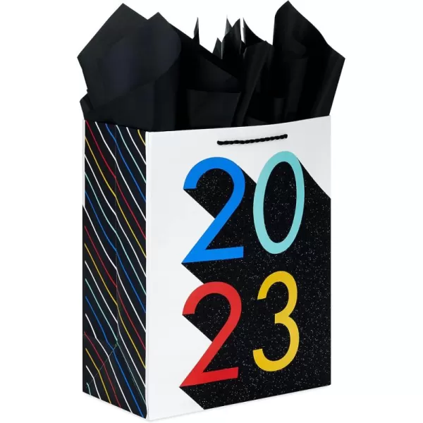 Hallmark 13quot Large Graduation Gift Bag with Tissue Paper 2024 Rainbow with Black Glitter for High School College Kindergarten 8th Grade and MoreBlack  Red