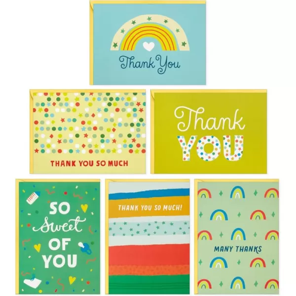 Hallmark Baby Shower Thank You Note Assortment 48 Blank Cards with Envelopes Rainbows Stars Blue Yellow Green