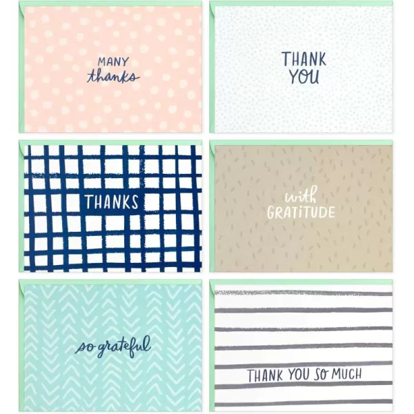 Hallmark Minimalist Thank You Note Card Assortment 48 Blank Cards with Envelopes Mint Chevron Blush Polka Dot Stripes