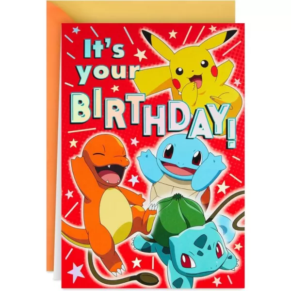 Hallmark Pokmon Pop Up Birthday Card for Kids Pikachu Squirtle Charmander BulbasaurPikachu  Squirtle  Charmander  Bulbasaur