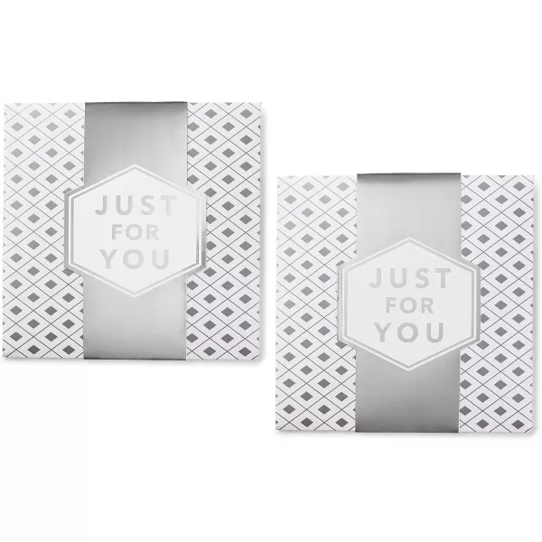 Hallmark 10quot Large Gift Boxes with Wrap Bands 2Pack Silver and White quotJust For Youquot for Weddings Graduations Christmas Birthdays Wrapped Treats and CookiesSilver  White