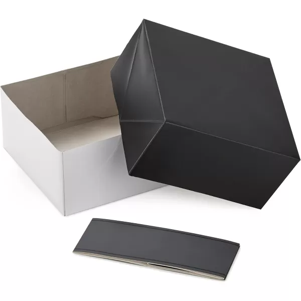 Hallmark 8quot Medium Black Gift Boxes with Wrap Bands 3 Boxes 3 Wrap Bands for Weddings Bridal Parties Groomsmen Gifts Valentines Day Graduations Wrapped Treats and CookiesMidnight