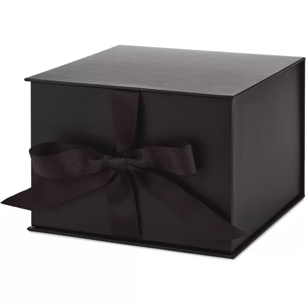 Hallmark 8quot Medium Black Gift Boxes with Wrap Bands 3 Boxes 3 Wrap Bands for Weddings Bridal Parties Groomsmen Gifts Valentines Day Graduations Wrapped Treats and CookiesBlack