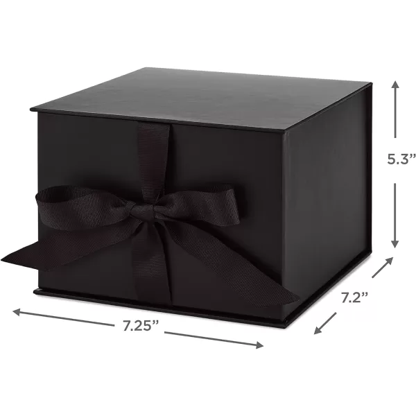 Hallmark 8quot Medium Black Gift Boxes with Wrap Bands 3 Boxes 3 Wrap Bands for Weddings Bridal Parties Groomsmen Gifts Valentines Day Graduations Wrapped Treats and CookiesBlack