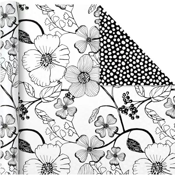 Hallmark Black and White Wrapping Paper Rolls for Graduation Birthday Baby Shower Wedding All Occasion  Floral Polka Dots ampamp Geometric Gift Wrap Paper Set of 3 Reversible Rolls 75 sq ft ttlBlack  White