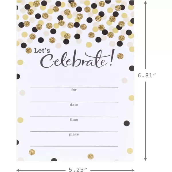 Hallmark Party Invitations Lets Celebrate with Gold and Black Dots Pack of 20