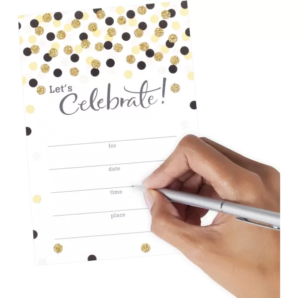 Hallmark Party Invitations Lets Celebrate with Gold and Black Dots Pack of 20