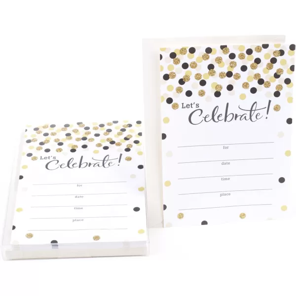 Hallmark Party Invitations Lets Celebrate with Gold and Black Dots Pack of 20