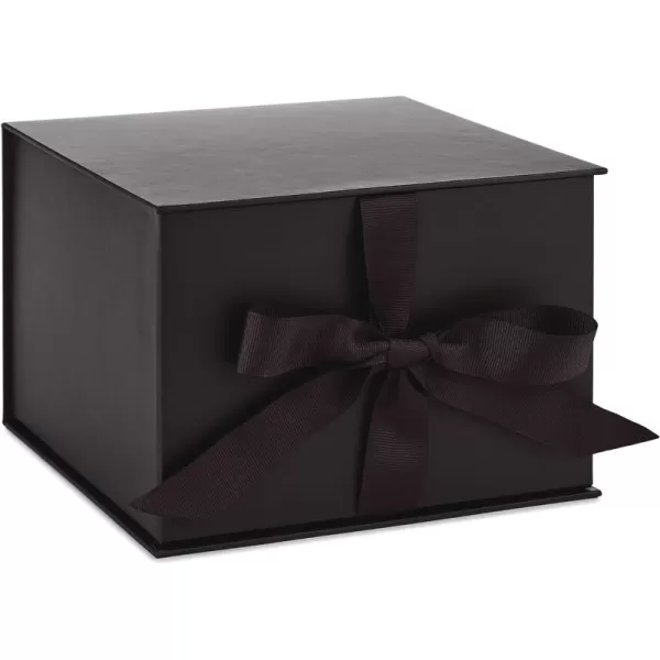 Hallmark 8quot Medium Black Gift Boxes with Wrap Bands 3 Boxes 3 Wrap Bands for Weddings Bridal Parties Groomsmen Gifts Valentines Day Graduations Wrapped Treats and CookiesBlack