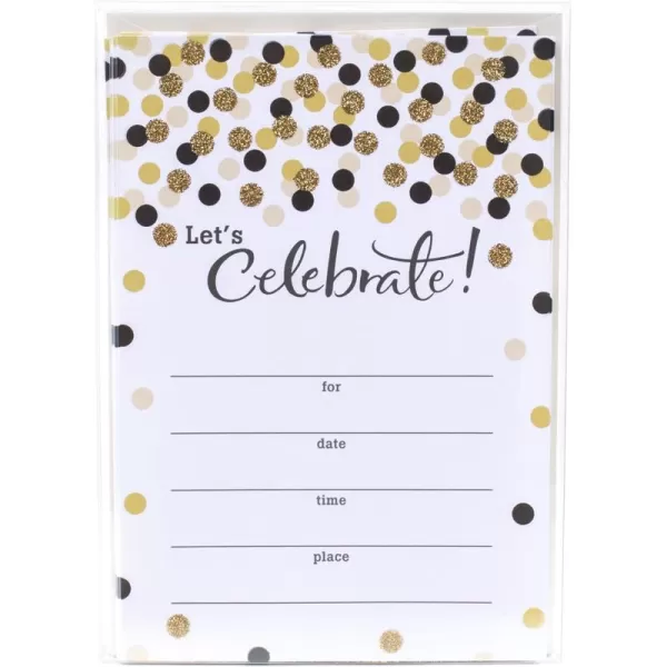 Hallmark Party Invitations Lets Celebrate with Gold and Black Dots Pack of 20