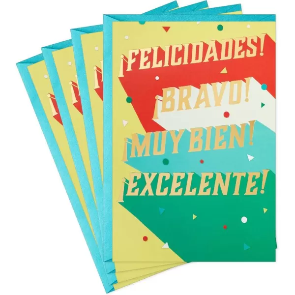 Hallmark Vida Pack of 4 Spanish Congratulations or Graduation Cards Felicidades