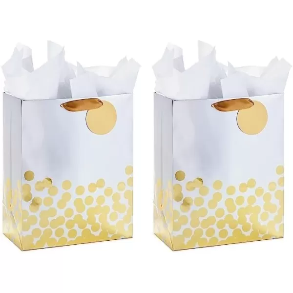 Hallmark 13quot Large Gift Bag with Tissue Paper Gold Foil Dots on Silver for Graduations Engagements Bridal Showers Weddings Valentines Day Holidays Christmas Any OccasionGold Foil Dots