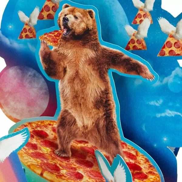 Hallmark Paper Wonder Shoebox Pop Up Card Holy Crap You are Awesome for Birthday Congratulations Graduation All OccasionPizza Bear