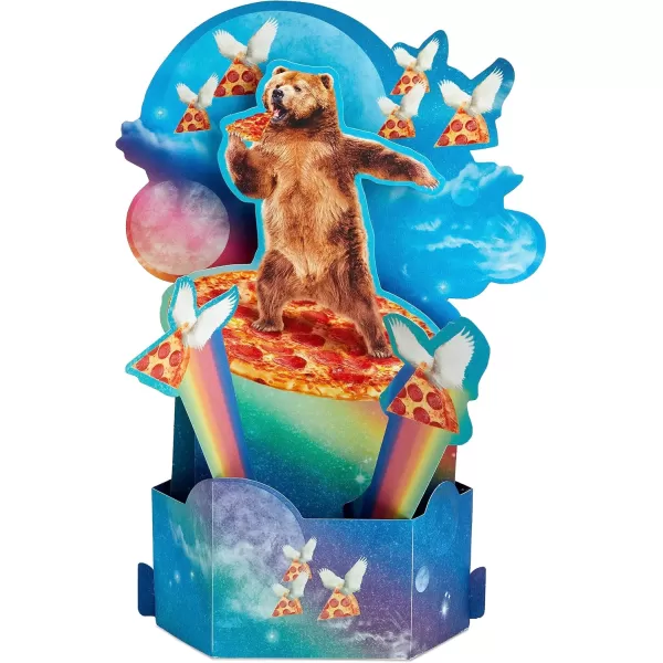 Hallmark Paper Wonder Shoebox Pop Up Card Holy Crap You are Awesome for Birthday Congratulations Graduation All OccasionPizza Bear