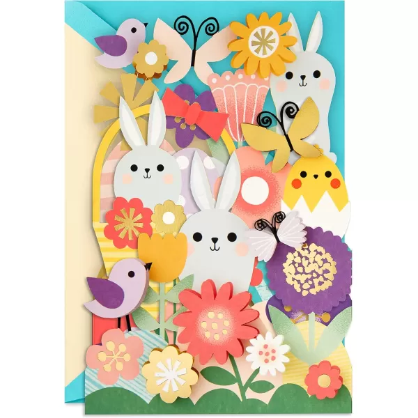 Hallmark Signature Graduation Card Happy GraduationAccordion Fold Pop Up Flowers and Bunnies