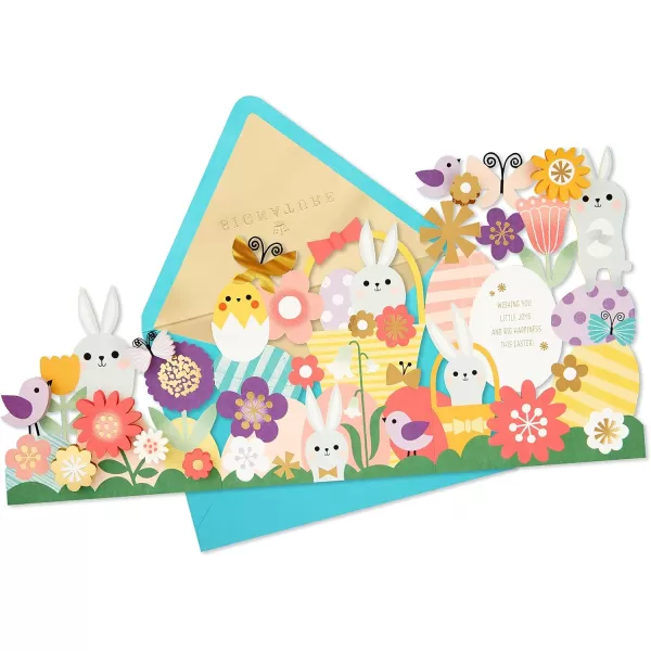 Hallmark Signature Graduation Card Happy GraduationAccordion Fold Pop Up Flowers and Bunnies