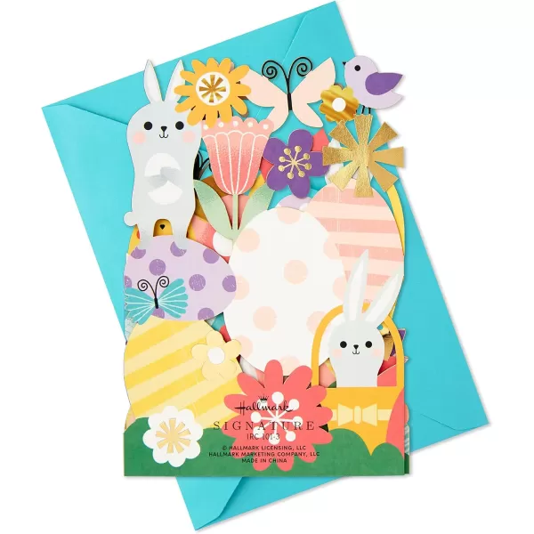 Hallmark Signature Graduation Card Happy GraduationAccordion Fold Pop Up Flowers and Bunnies