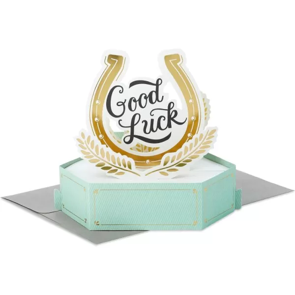 Hallmark Paper Wonder Pop Up Card Good Luck Horseshoe for St Patricks Day Graduation Retirement and More