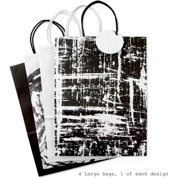 Hallmark Assorted Black and White Gift Bags 8 Bags 4 Medium 9quot 4 Large 13quot for Weddings Graduations Retirements Valentines Day HalloweenBlack and White Bags