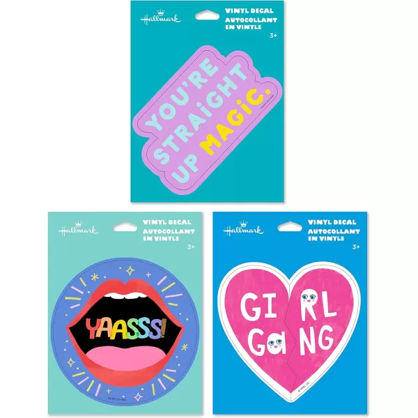 Hallmark Pack of 3 Stickers for Water Bottles Planners Notebooks Wall Girl Gang Yaasss Magic Pride Decals for Teens or AdultsGirl Gang  Yaasss  Magic Pride Decals for Teens or Adults