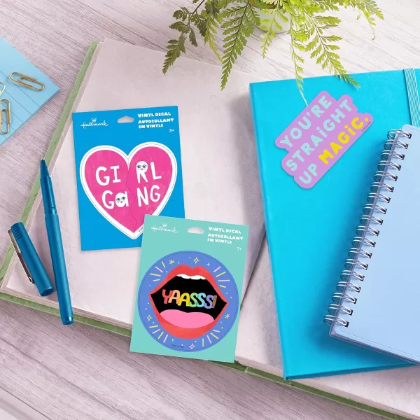 Hallmark Pack of 3 Stickers for Water Bottles Planners Notebooks Wall Girl Gang Yaasss Magic Pride Decals for Teens or AdultsGirl Gang  Yaasss  Magic Pride Decals for Teens or Adults