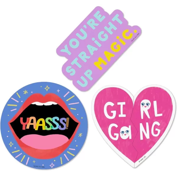 Hallmark Pack of 3 Stickers for Water Bottles Planners Notebooks Wall Girl Gang Yaasss Magic Pride Decals for Teens or AdultsGirl Gang  Yaasss  Magic Pride Decals for Teens or Adults