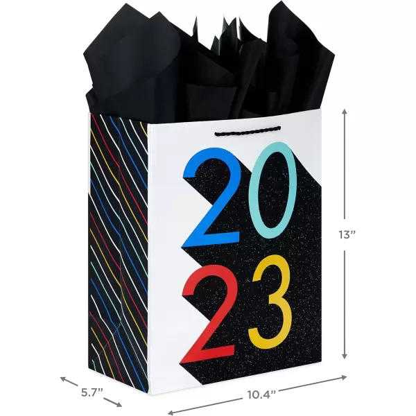 imageHallmark 13quot Large Graduation Gift Bag with Tissue Paper 2024 Rainbow with Black Glitter for High School College Kindergarten 8th Grade and MoreBlack  Red