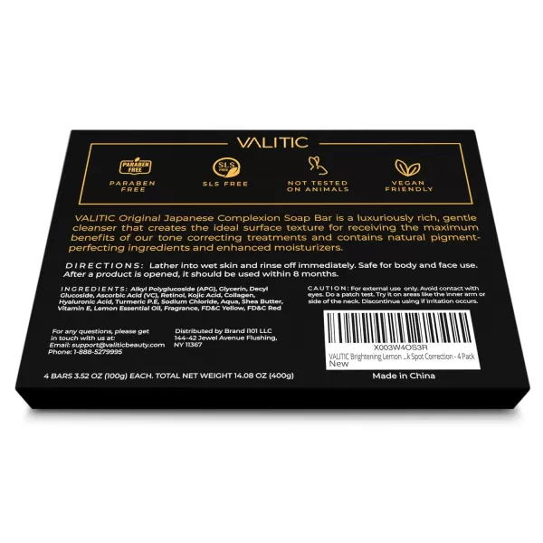 VALITIC Brightening Lemon ampamp Turmeric Kojic Acid Soap with Vitamin C Retinol Collagen  Original Japanese Complex Infused with Hyaluronic Acid Vitamin E Shea Butter Castile Olive Oil 2 Pack4 Pack