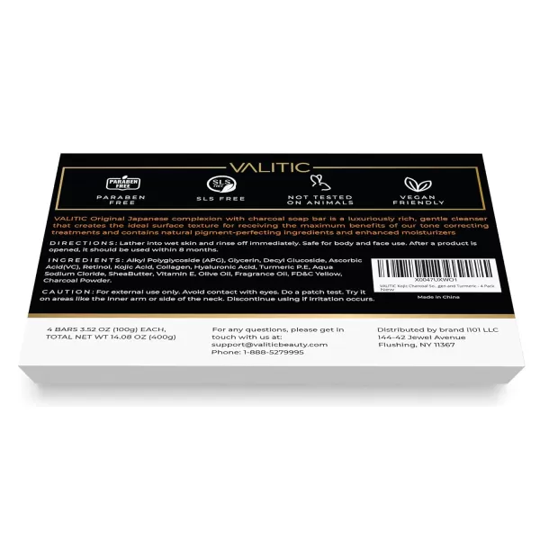 VALITIC Charcoal Kojic Acid Turmeric Black Soap Bar Dark Spot Remover for Body or Face Wash  2 Pack4 Pack