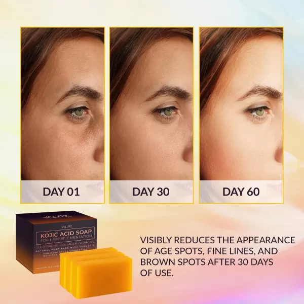 VALITIC Kojic Acid Soap for Hyperpigmentation  with Glutathione Collagen ampamp Vitamin C  Natural Soap Bars with Turmeric  Original Japanese Complex for Dark Spot Correction  2 Pack3 Pack