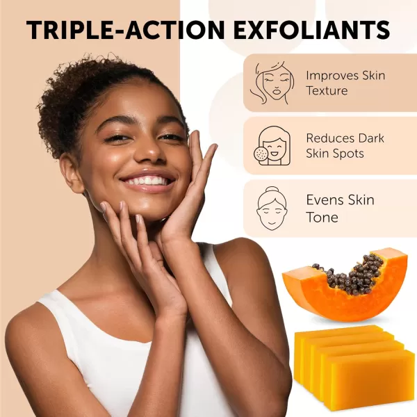 VALITIC Papaya and Turmeric Kojic Acid Soap Bar  Dark Spot Corrector Skin Care Cleansing Bar  Infused with Vitamin C Hyaluronic Acid Collagen Retinol Olive Oil  2 Pack4 Pack