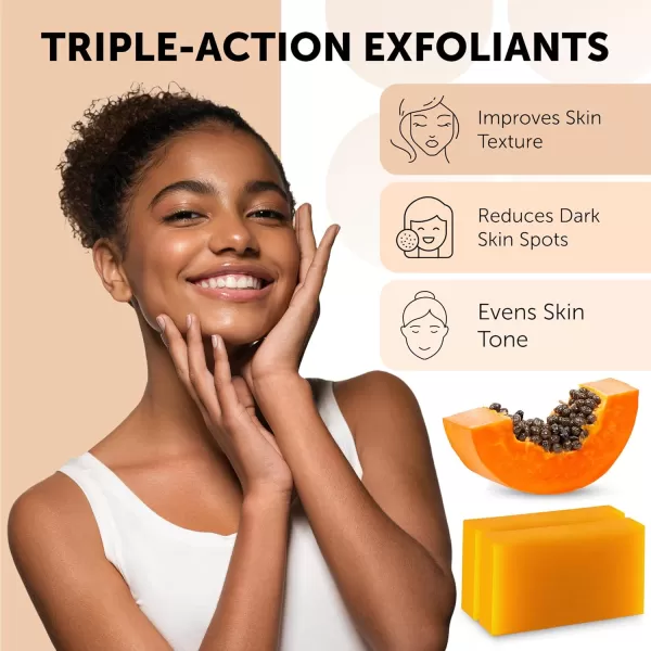 VALITIC Papaya and Turmeric Kojic Acid Soap Bar  Dark Spot Corrector Skin Care Cleansing Bar  Infused with Vitamin C Hyaluronic Acid Collagen Retinol Olive Oil  2 Pack2 Pack