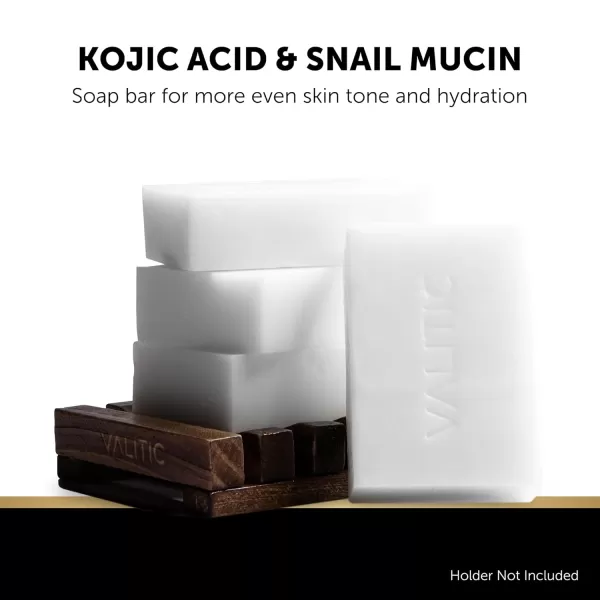 VALITIC Snail Mucin Kojic Acid Bar Soap Dark Spot Corrector  with Snail Secretion for Intense Hydration and Moisturization  2 Pack4 Pack