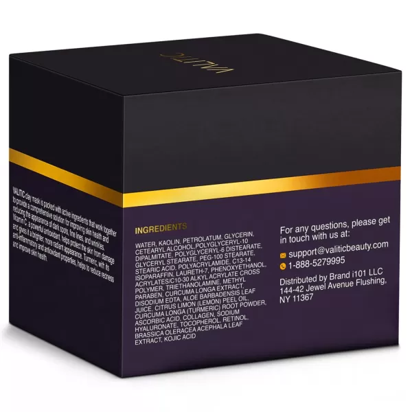 VALITIC Vitamin C ampamp Turmeric Clay Mask  Dark Spot Corrector with Kojic Acid Hyaluronic Acid ampamp Retinol  Skin Care Routine for Minimizing Pores ampamp Blackheads  with Applicator Brush  100g353 Ounce Pack of 1