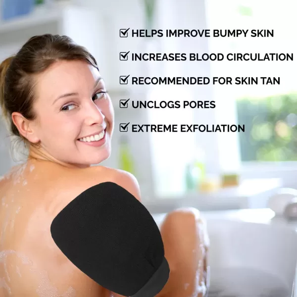 Valitic Exfoliating Glove  Body Scrubber Exfoliator Mitt  Exfoliating Body ampamp Face Dead Skin Remover  Korean Style Exfoliating Women ampamp Men Washcloth  Can Be Used Before Self Tanning Pair BlackBlack
