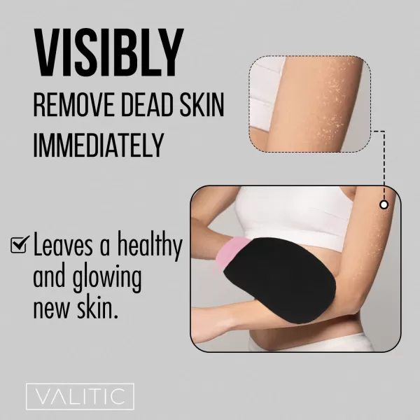 Valitic Exfoliating Glove  Body Scrubber Exfoliator Mitt  Exfoliating Body ampamp Face Dead Skin Remover  Korean Style Exfoliating Women ampamp Men Washcloth  Can Be Used Before Self Tanning Pair BlackBlack Pink