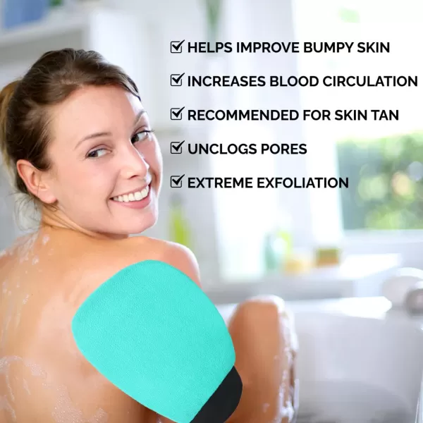 Valitic Exfoliating Glove  Body Scrubber Exfoliator Mitt  Exfoliating Body ampamp Face Dead Skin Remover  Korean Style Exfoliating Women ampamp Men Washcloth  Can Be Used Before Self Tanning Pair BlackTurquoise